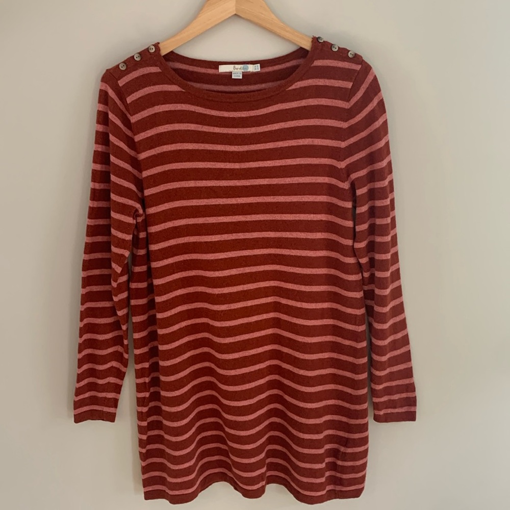 Boden Cotton Cashmere Blend Striped Tunic Sweater Size 14